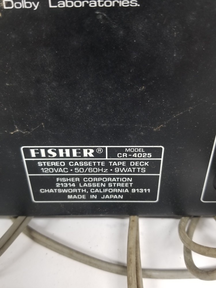 Fisher CR-4025 Studio Standard Tape Player Tested Working