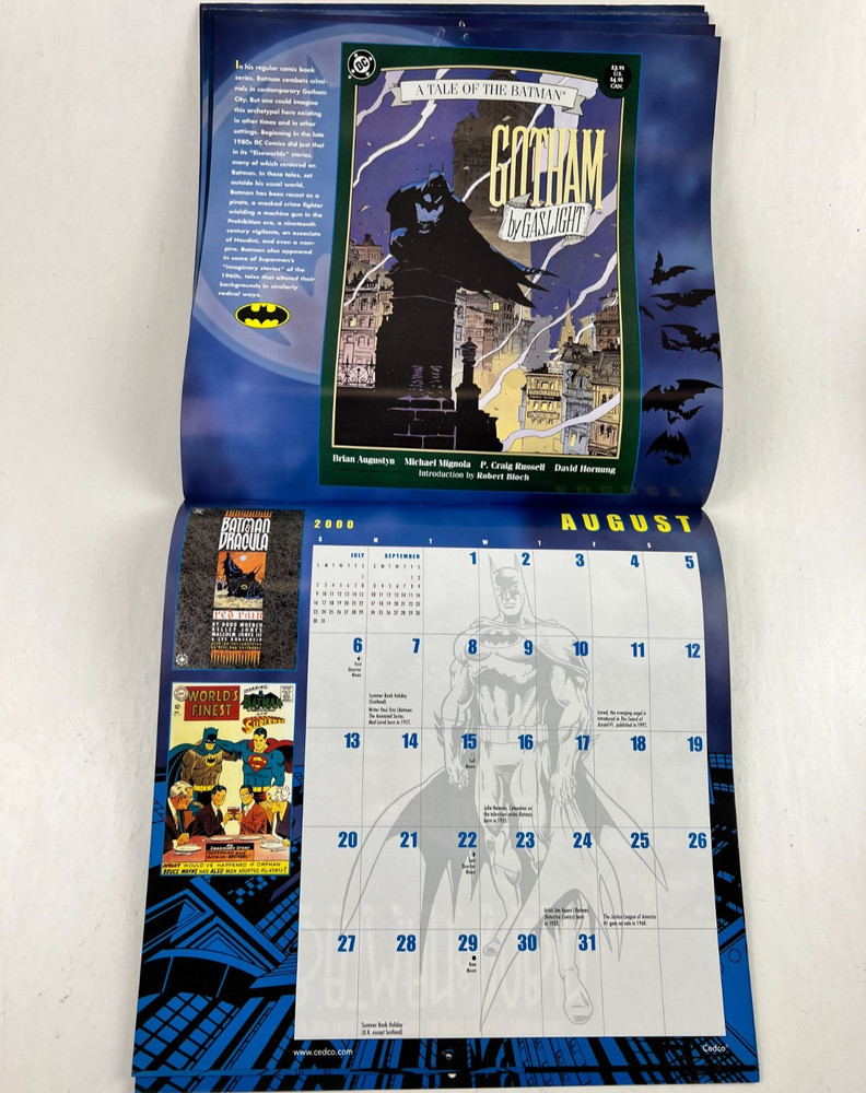 2000 Batman Calendar, DC Comics, No Marks 12"x12"