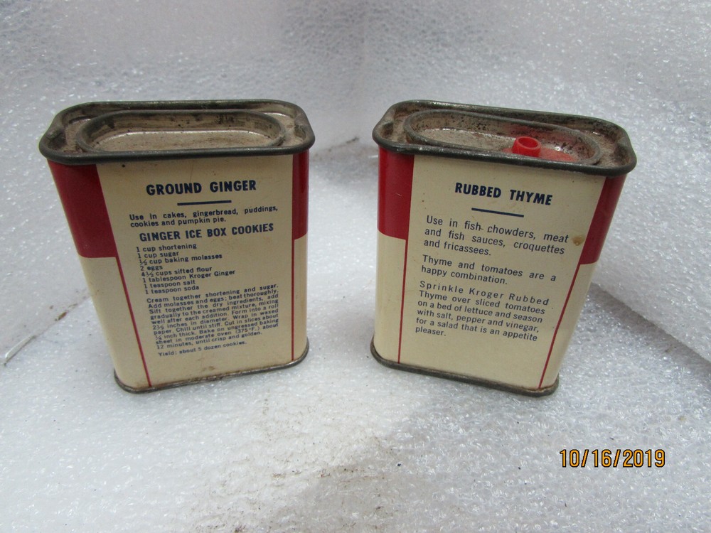 Kroger Spice Tin Ginger / Rubbed Thyme (ST6401)