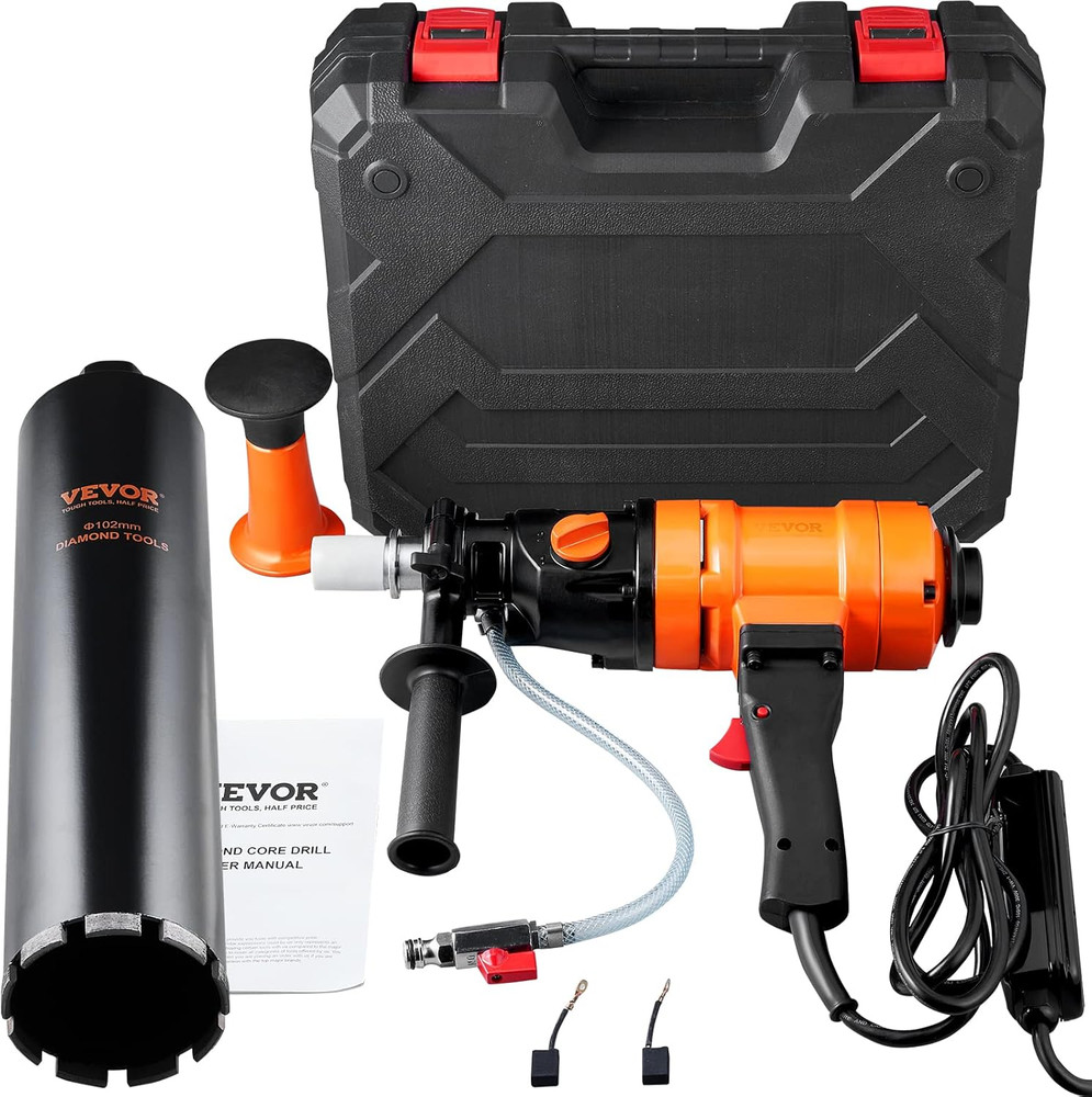 Diamond Core Drilling Machine, 4In Handheld Wet Concrete Core Drill Rig, 1100-24