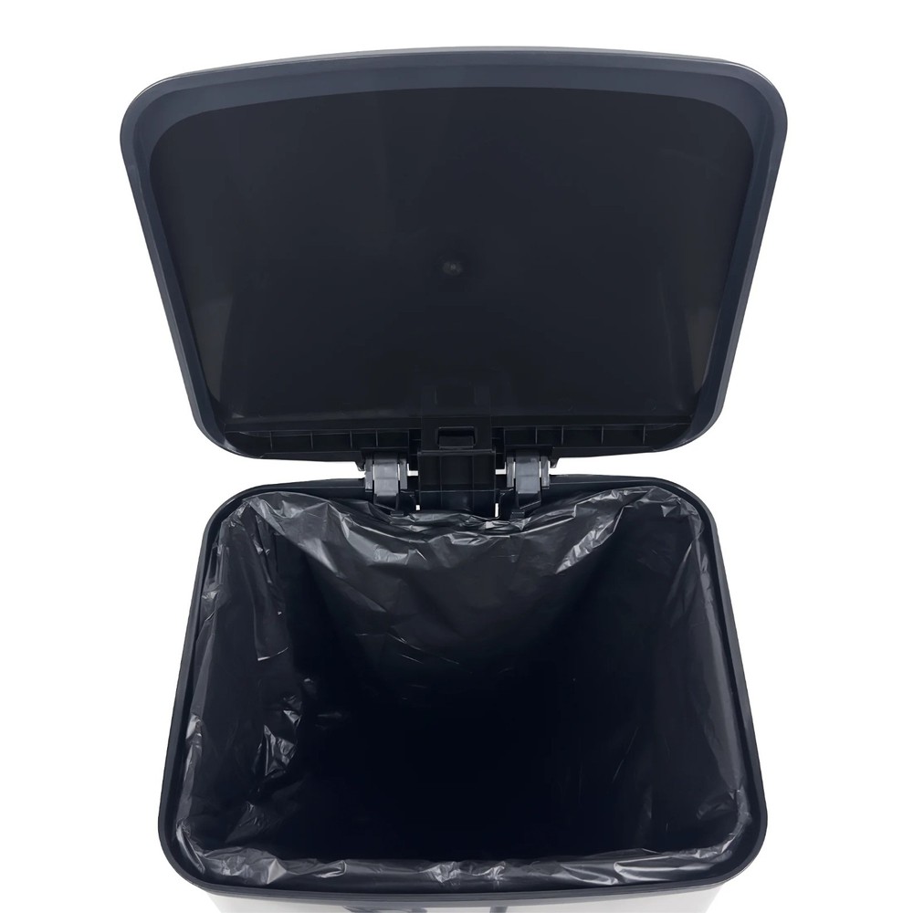 Mainstays Kitchen Trash Can, 13.2 Gallon Plastic Step Garbage Bin with Lid, Silv