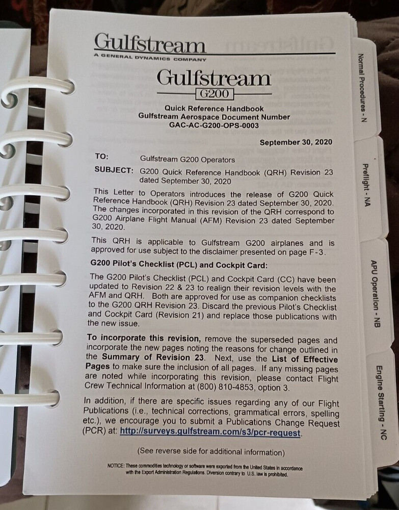 Gulfstream G200 Quick Reference Handbook