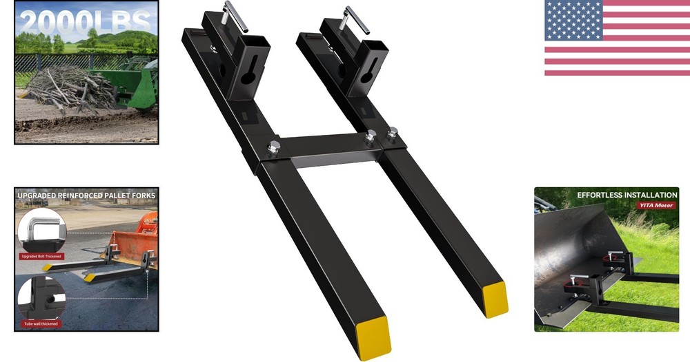 Versatile 2000lbs Bucket Fork with Adjustable Stabilizer for Safe Lifting Tasks