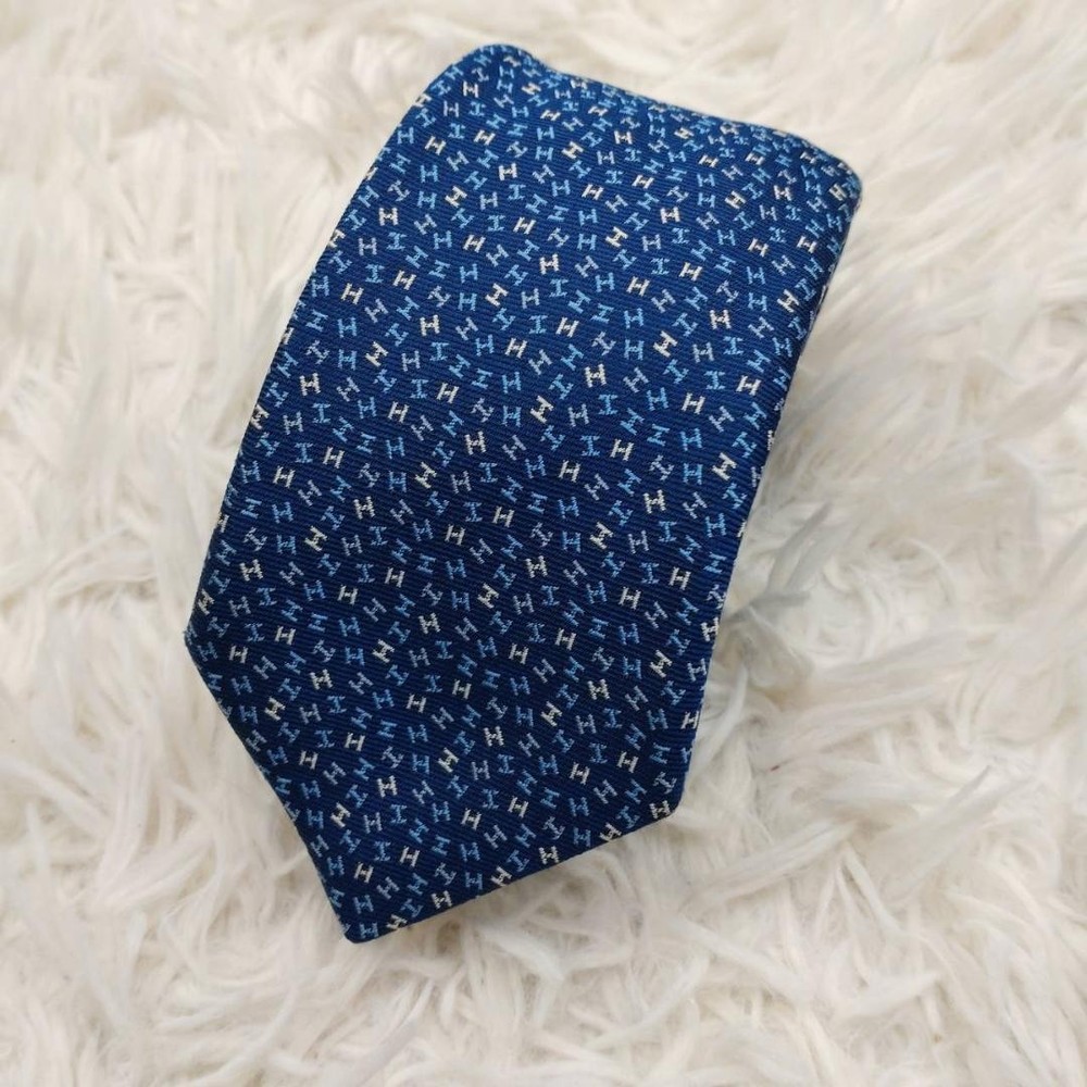 Hermes Silk Tie All Over Navy