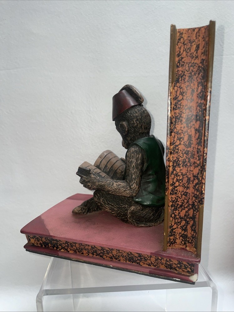 Vintage Monkey In A Fez Hat Bookend