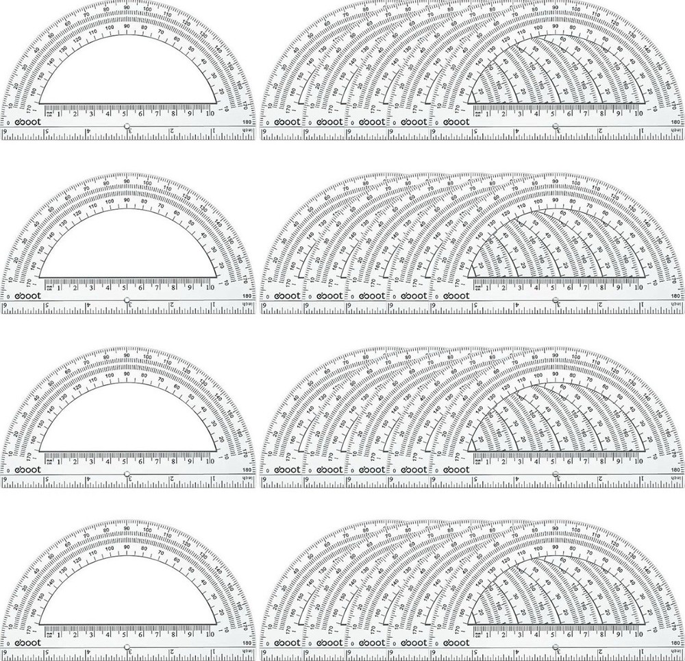 School Smart One Dozen 6" Plastic Protractors, Brand New, 12 Pack