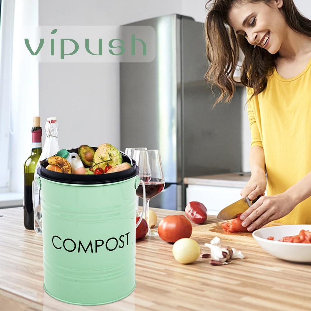 Kitchen Countertop Compost Bin with lid – Small, Includes Inner Compost Bucket L