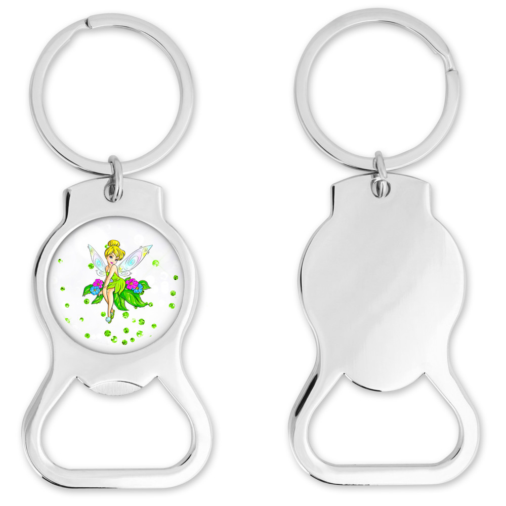 Tinker Bell Inspired Bottle Opener Keychain Round