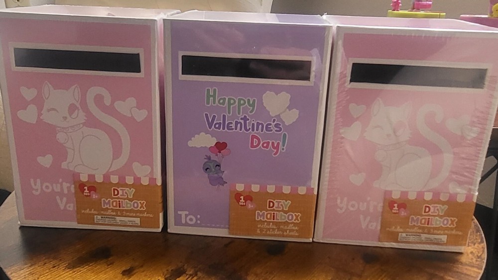 3 mailboxes mixed boxes - DIY Mailbox Kit with Sticker Sheets Pink and Purple