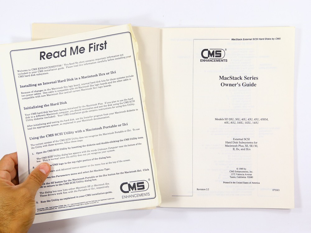 CMS External Apple SCSI Hard Drive Disk Manual - Macintosh Plus, SE & II