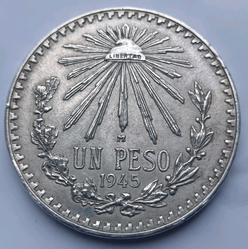 Mexico 1 Peso 1945 Silver Coin