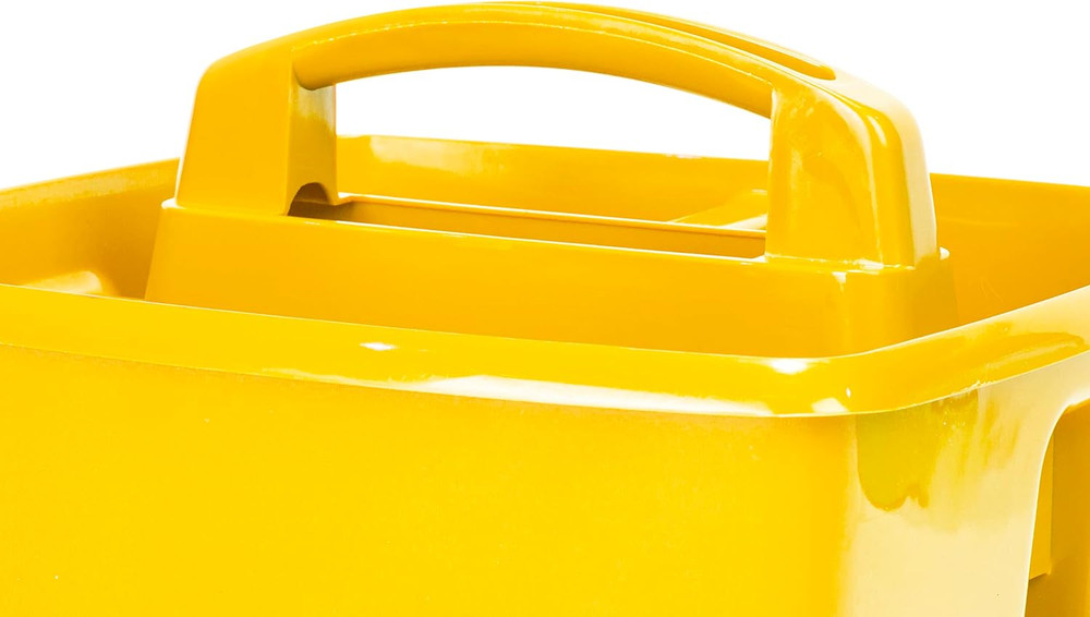 3-Compartment Small Caddy – Multipurpose Classroom Organizer with Handle, Lemon,