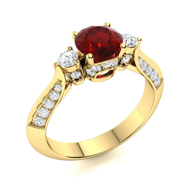 925 Sterling Silver Round Root Chakra Garnet Stone Unique Solitaire Ring