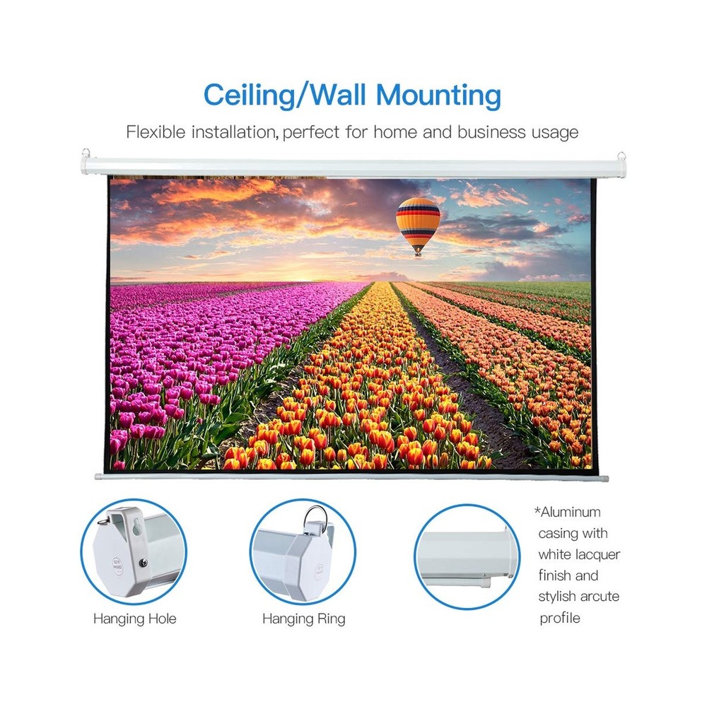 Auto Motorized Projector Screen 100 inch 16:9 HD Diagonal with Remote Control...