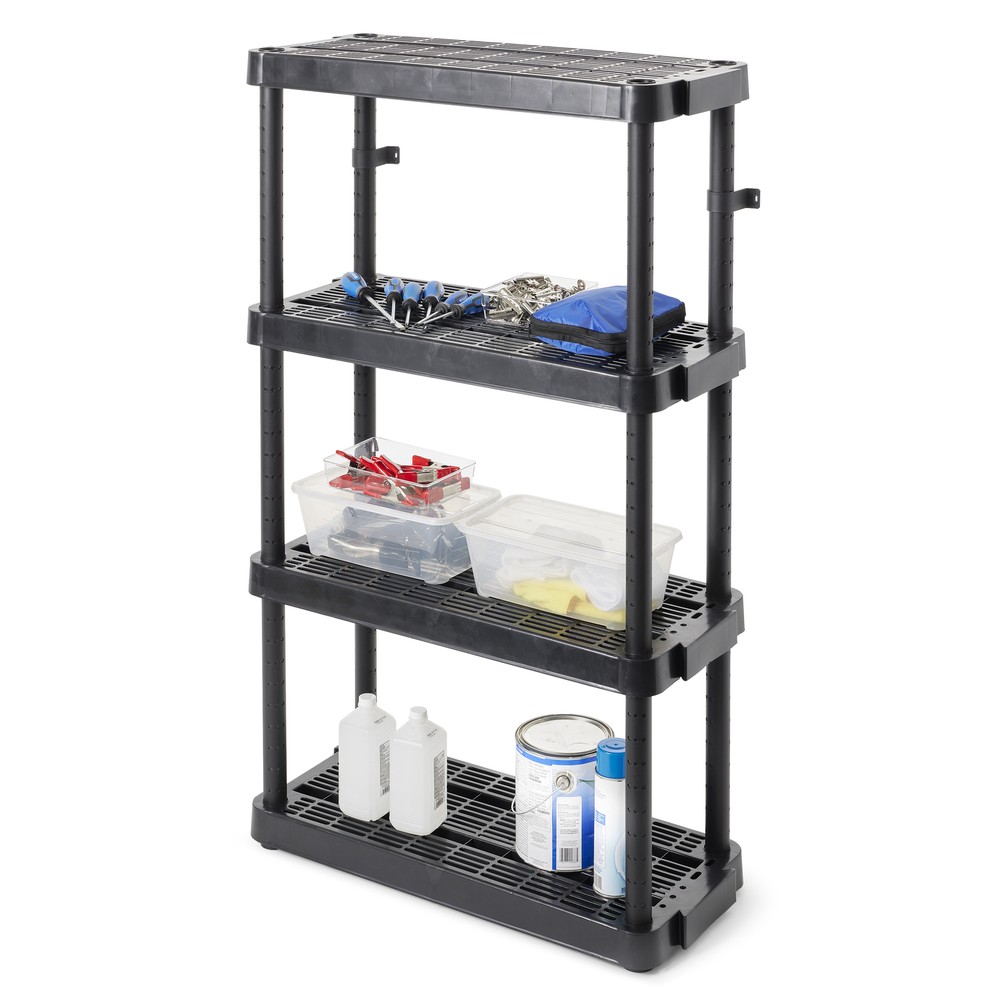 Gracious Living Medium Duty 4 Tier Ventilated Shelving Units, Black (2 Pack)