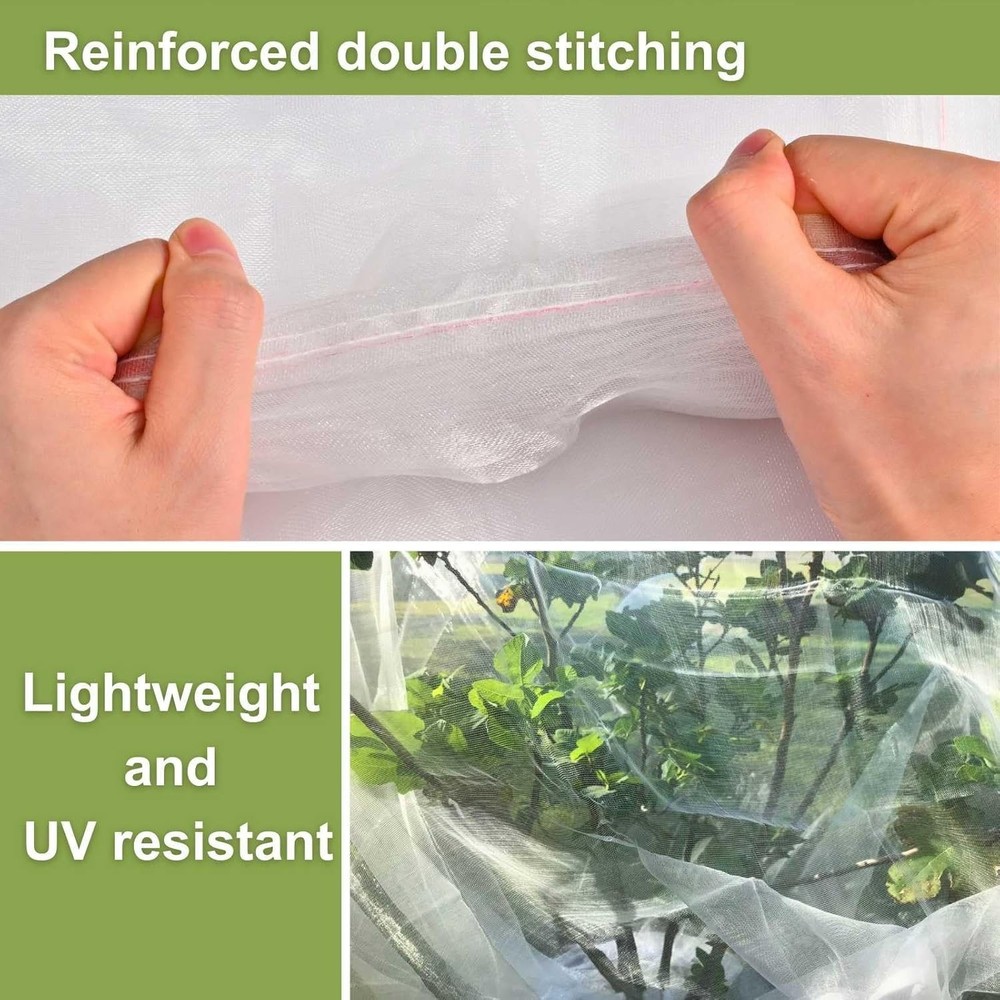 4 Pcs Fruit Tree Netting with Zipper & Drawstring, 4ft x 4ft Insect & Bird Ne...