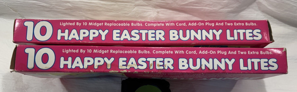 Vintage Plastic Happy Easter Bunny String Lites 2 Boxes NIB