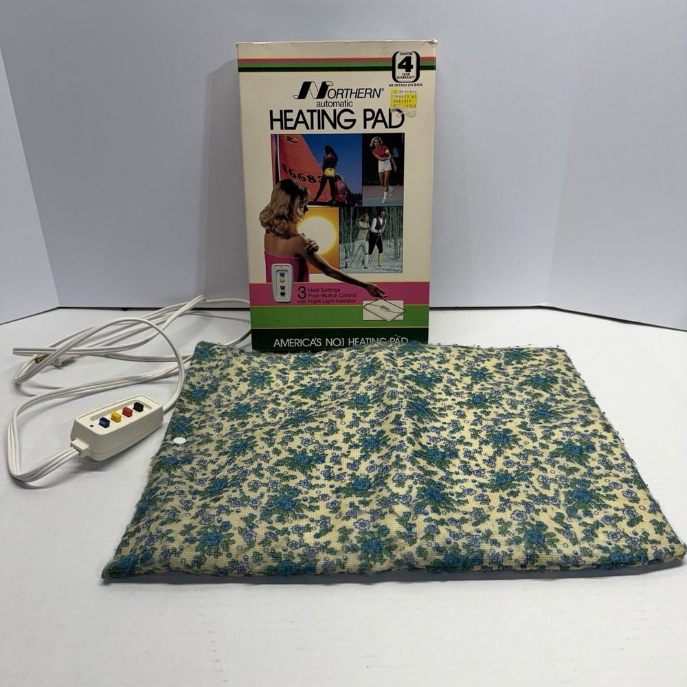 Vintage Northern Automatic Heating Pad  Floral Pattern With Box