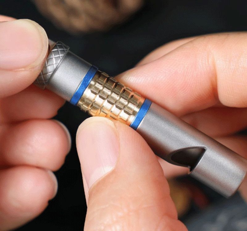 EDC Titanium Brass Whistle Training Command Warning Tool Keychain Necklace Gift