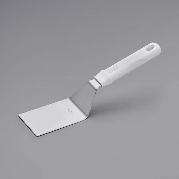 Choice 4" x 3" Beveled Square Edge Turner with White Polypropylene Handle