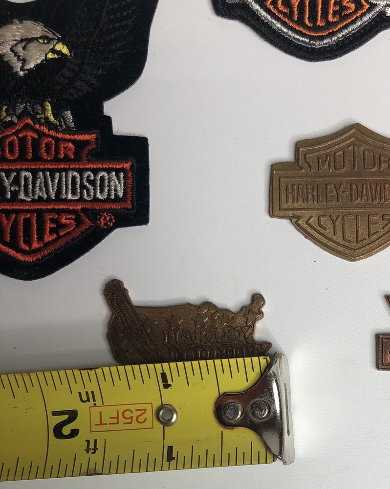 3 Harley-Davidson Embroidered PATCHES And 3 Metal Emblems