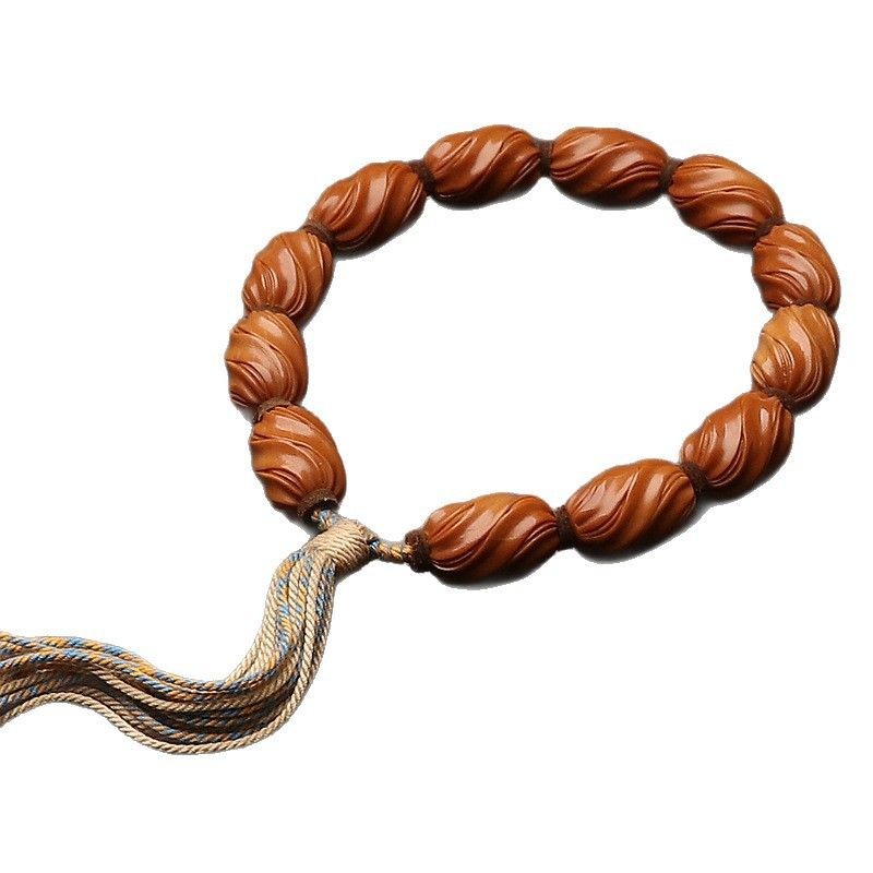 Olive Kernel Carved Bracelet Twist Pattern Handheld Wristband Gift
