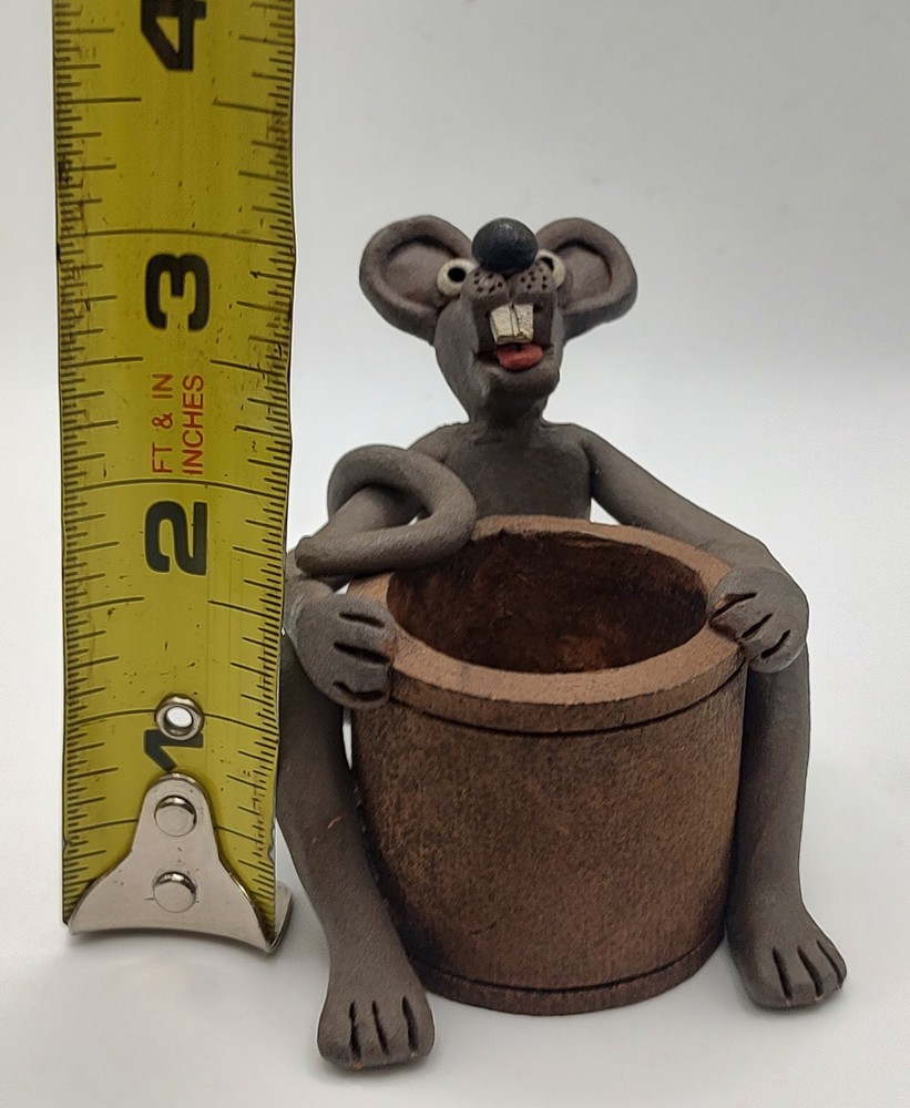 Adorable Handmade Clay Mouse Planter / Toothpick Holder