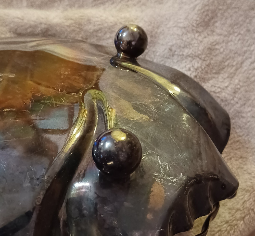Vintage Silver Plated floral shaped bowl tray with handle