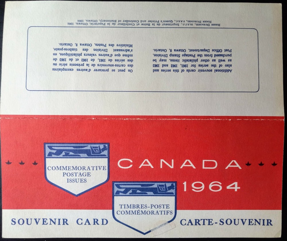Canada Commemorative Postage Issues Souvenir Card 1964