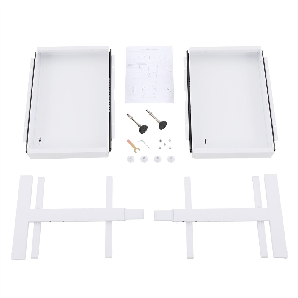 2-Tier Expandable Pull-out Cabinet Slide Out Organizer Drawers for Cabinet White