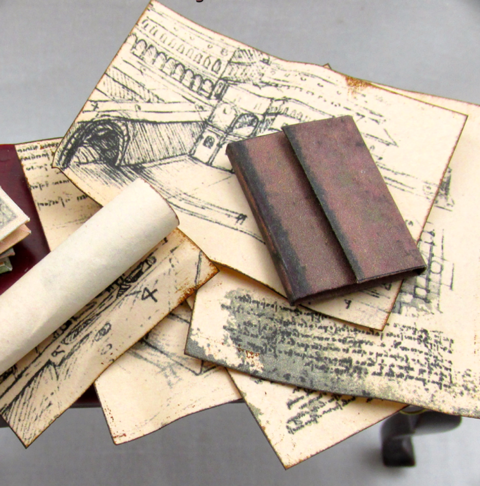 LEONARDO DaVinci ARCHITECTURE BLUE PRINTS SET 6 Miniature Dollhouse Scale