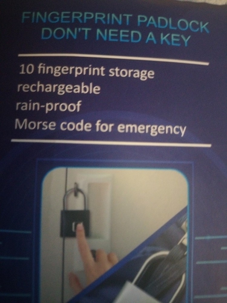 Fingerprint Lock Padlock *USB Charge/Input Screen Pad