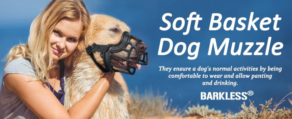 BARKL Dog Muzzle, Basket Muzzle Anti Biting Chewing, Sturdy Lightweight