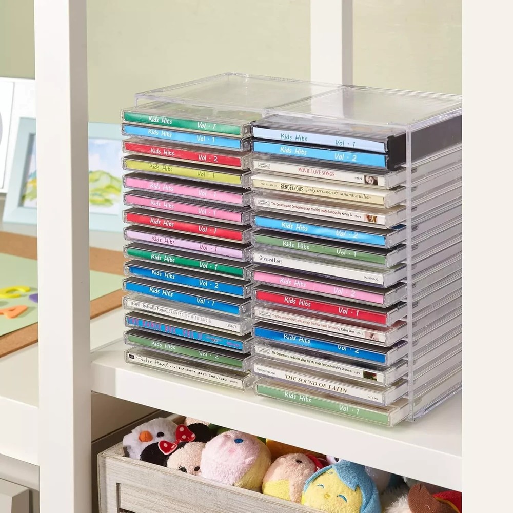 Stackable CD/DVD Multimedia Holder, Media Storage Rack, Clear Plastic 30 CD, US