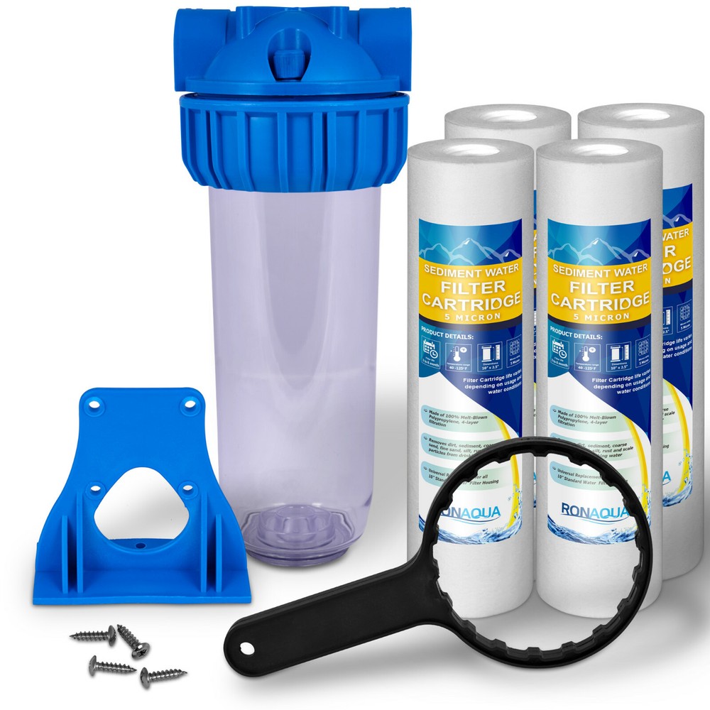 10" Clear Standard Whole House Water Filter System with Sediment Filter