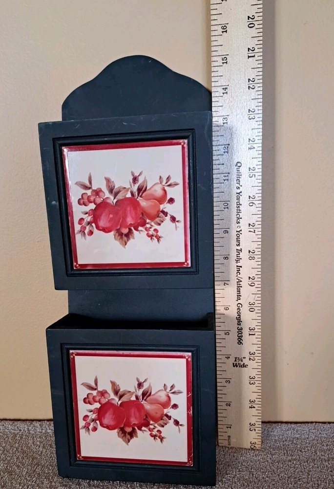 Vintage Fruit Tile Letter Mail Organizer Wall Mount