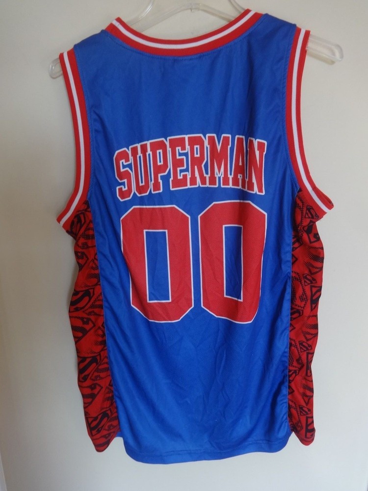 EUC Superman # 00 DC Comics Sleeveless Jersey Shirt Men Medium Polyester