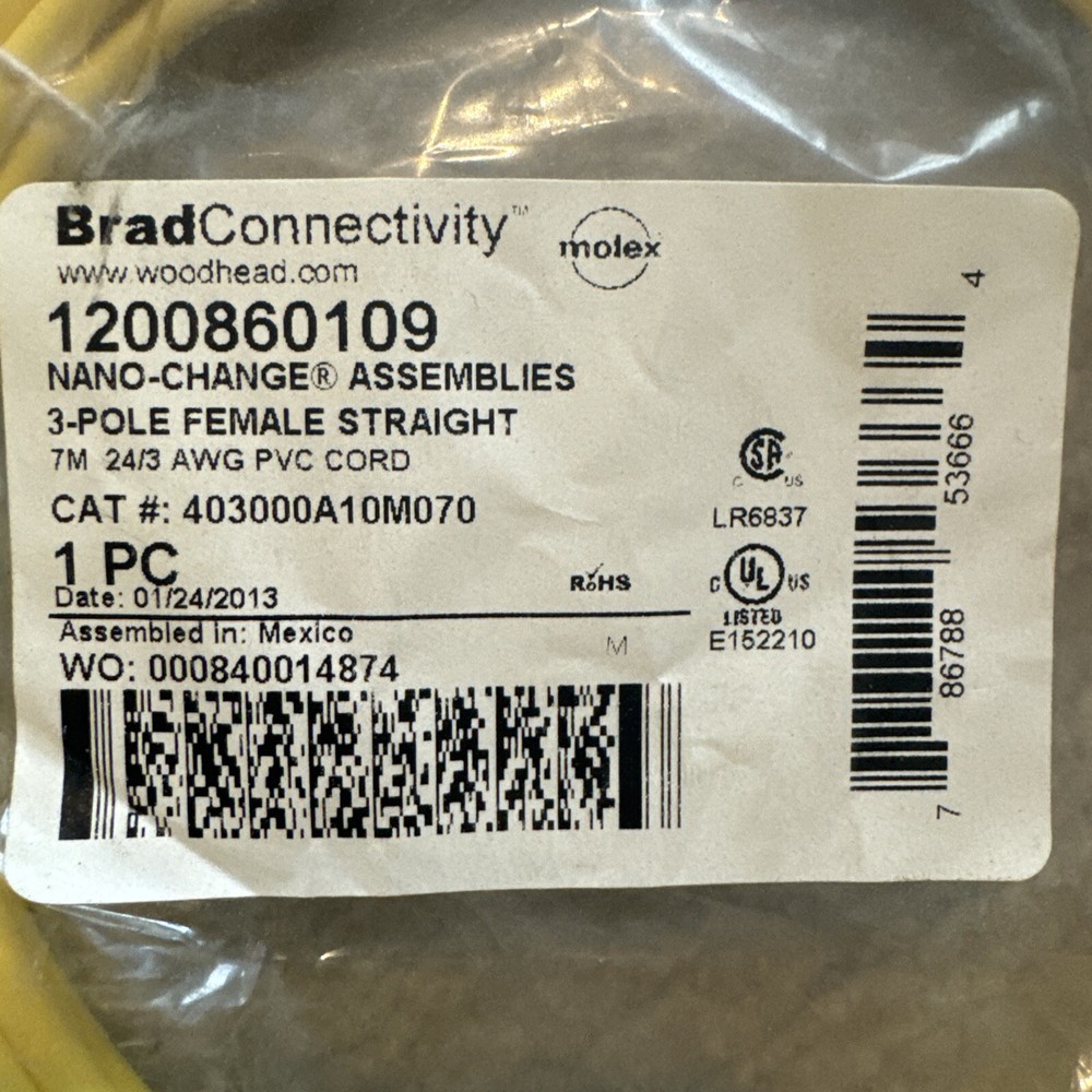 403000A10M070 Sensor Cables / Actuator Cables ALTERNATE # 1200860109