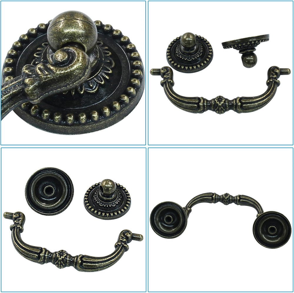 4Pack 3 Inch Bronze Vintage Drawer Pulls Handles Antique Drop Bail Cabinet Pulls