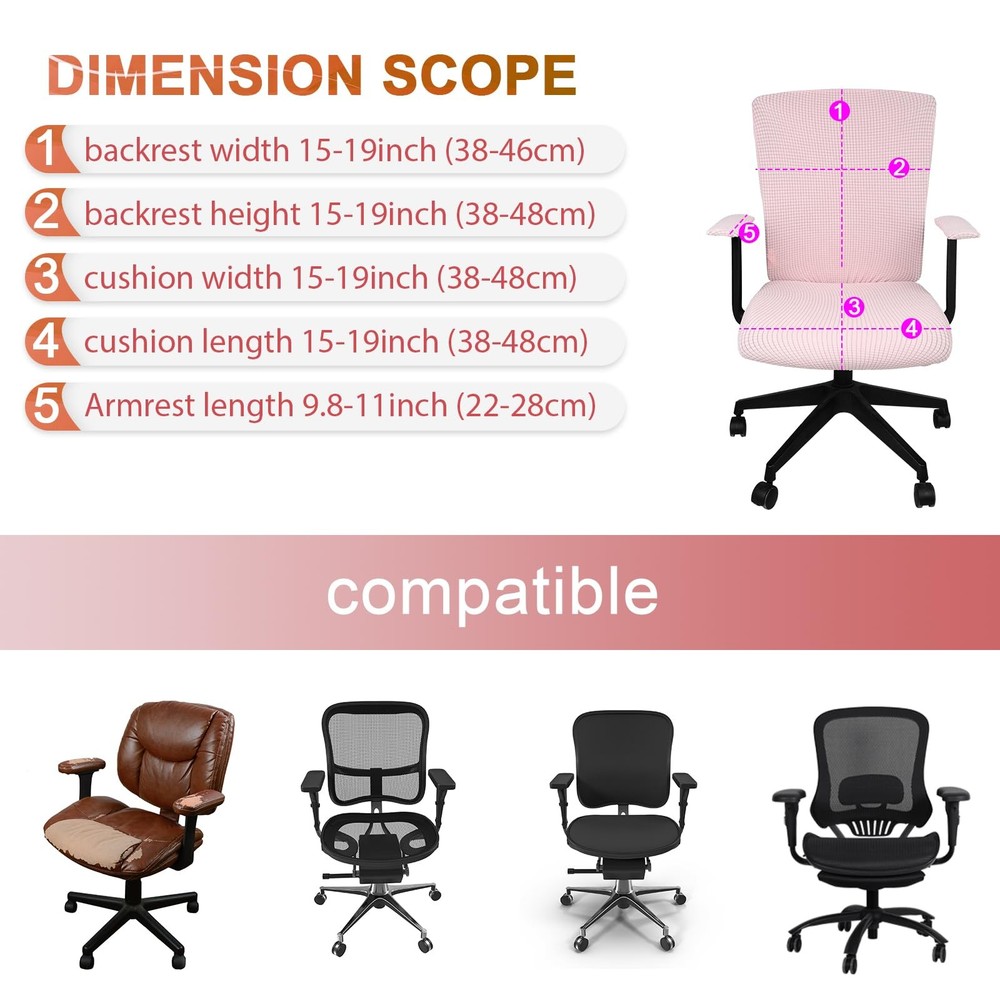 Tallew 8 Pcs Office Chair Covers Set Computer Universal Protective Stretchable C