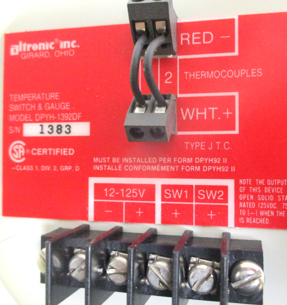 ALTRONICS , DPYH-1392DF , 2-POINT TEMPERATURE SWITH & GAUGE , SURPLUS