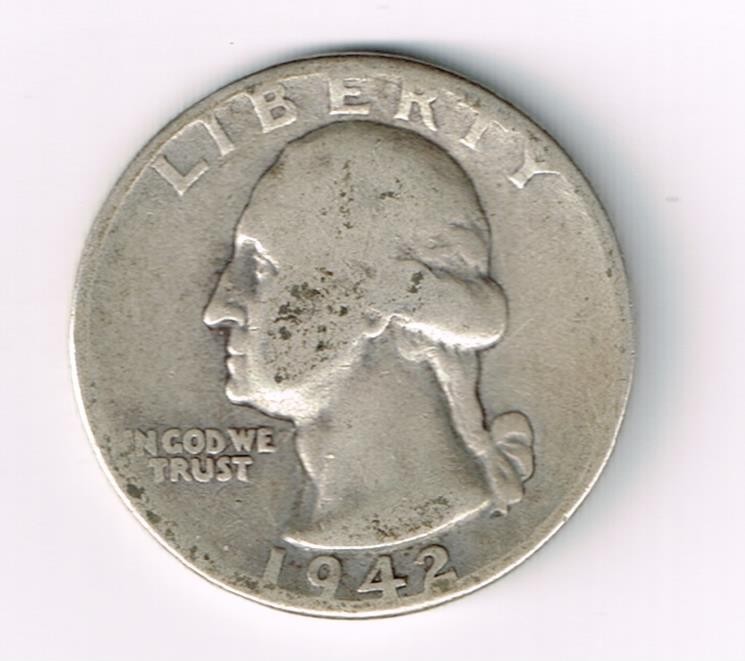 1942-P  WASHINGTON  SILVER QUARTER