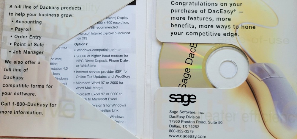 Vintage CD - Sage DacEasy Accounting for Windows, Version 11