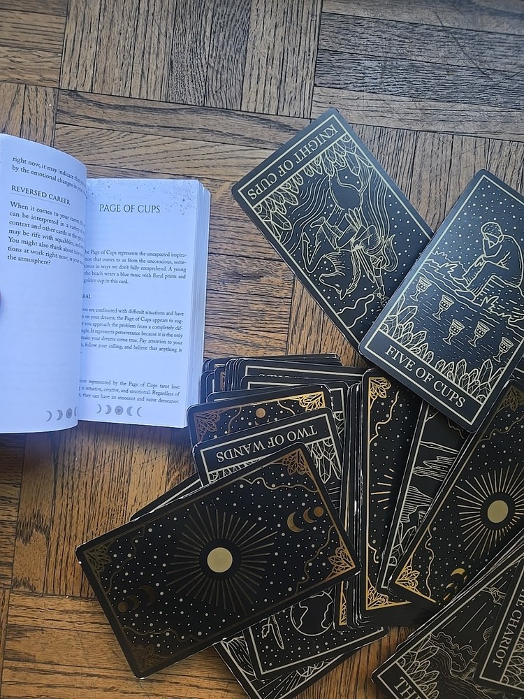 Tarot Deck & Guidebook Eighty- Eight Gemstones Edge Black Gold 88 Miracles