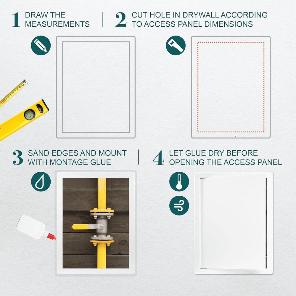 12" X 16" White Plastic Access Panel. Service Shaft Door Panel. Plumbing, Electr