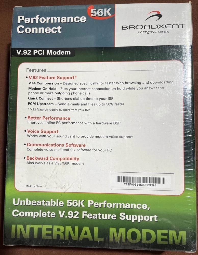 BROADXENT PERFORMANCE CONNECT 56K V.92 PCI MODEM
