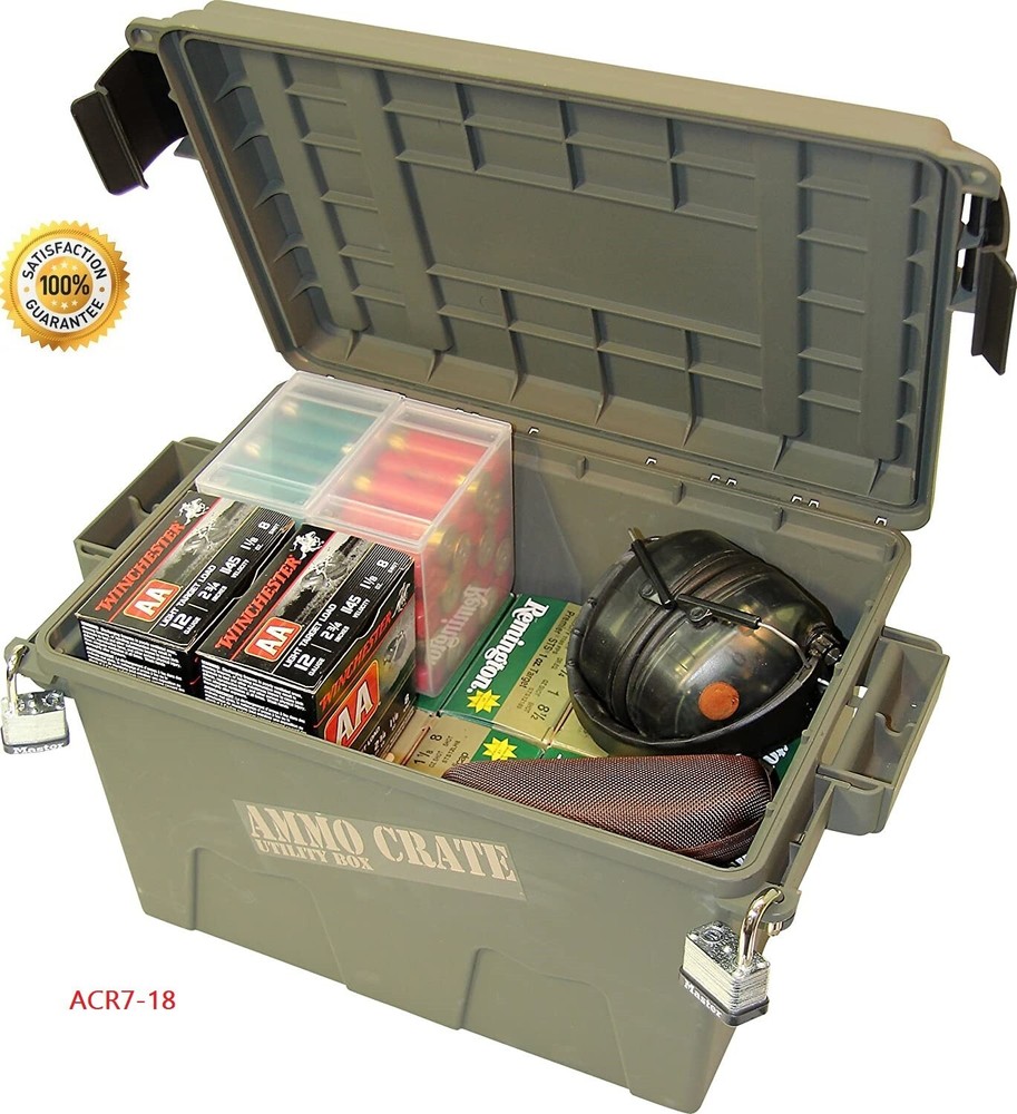 Military Ammo Crate Stackable Utility Caliber Bulk Storage Box MTM ACR7-18 GREEN