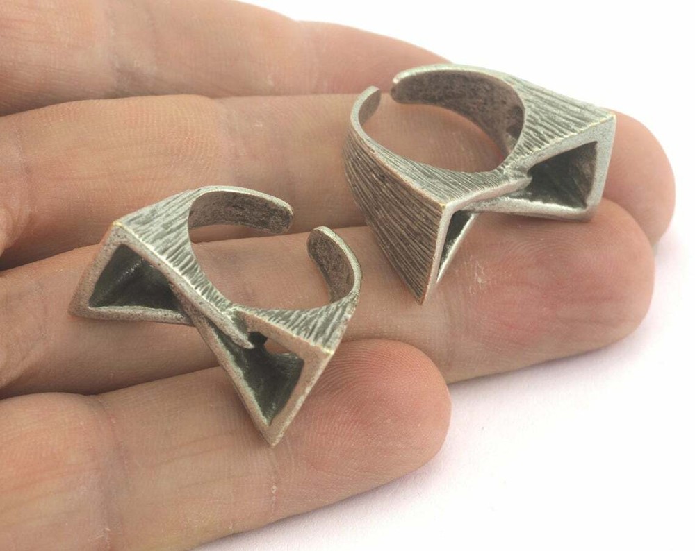 Antique Silver Plated Adjustable Ring brass 17mm 6.5US innsize Adjustable 3598
