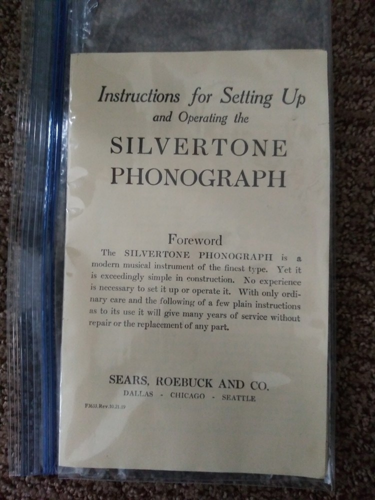 Antique 1918 Silvertone Record Player