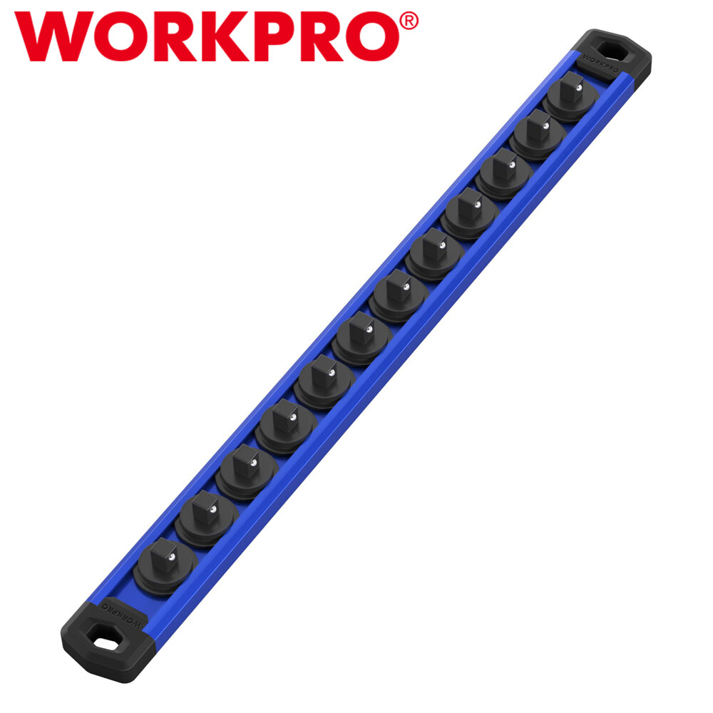 WORKPRO 1/4 Drive Magnetic Socket Organizer Heavy Duty Socket Rail Socket Holder